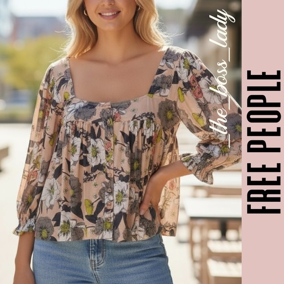 Free People Tops - Free People floral top pleated babydoll lightweight XS